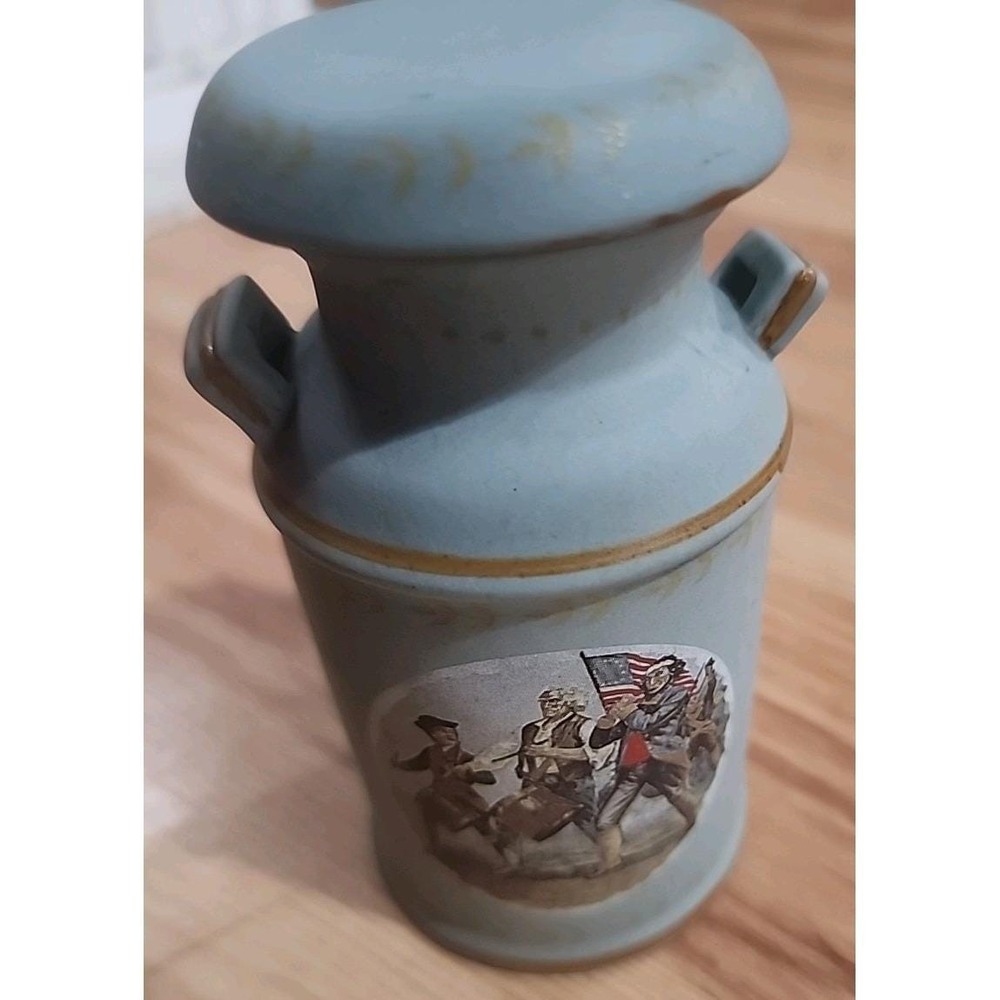 VTG Jasco Ceramic Canister Military Scene Mini With Lid Made In Taiwan 5in